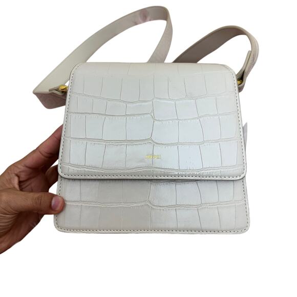 JW PEI FAE Top Handle Crossbody Ivory Croc White Cream - Picture 5 of 16